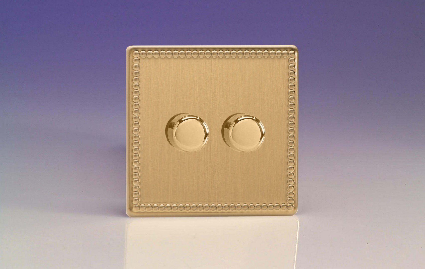 Varilight HDY83S.JB Jubilee Brushed Brass 2-Gang 2-Way Push-On/Off Rotary Dimmer 2 x 60-400W