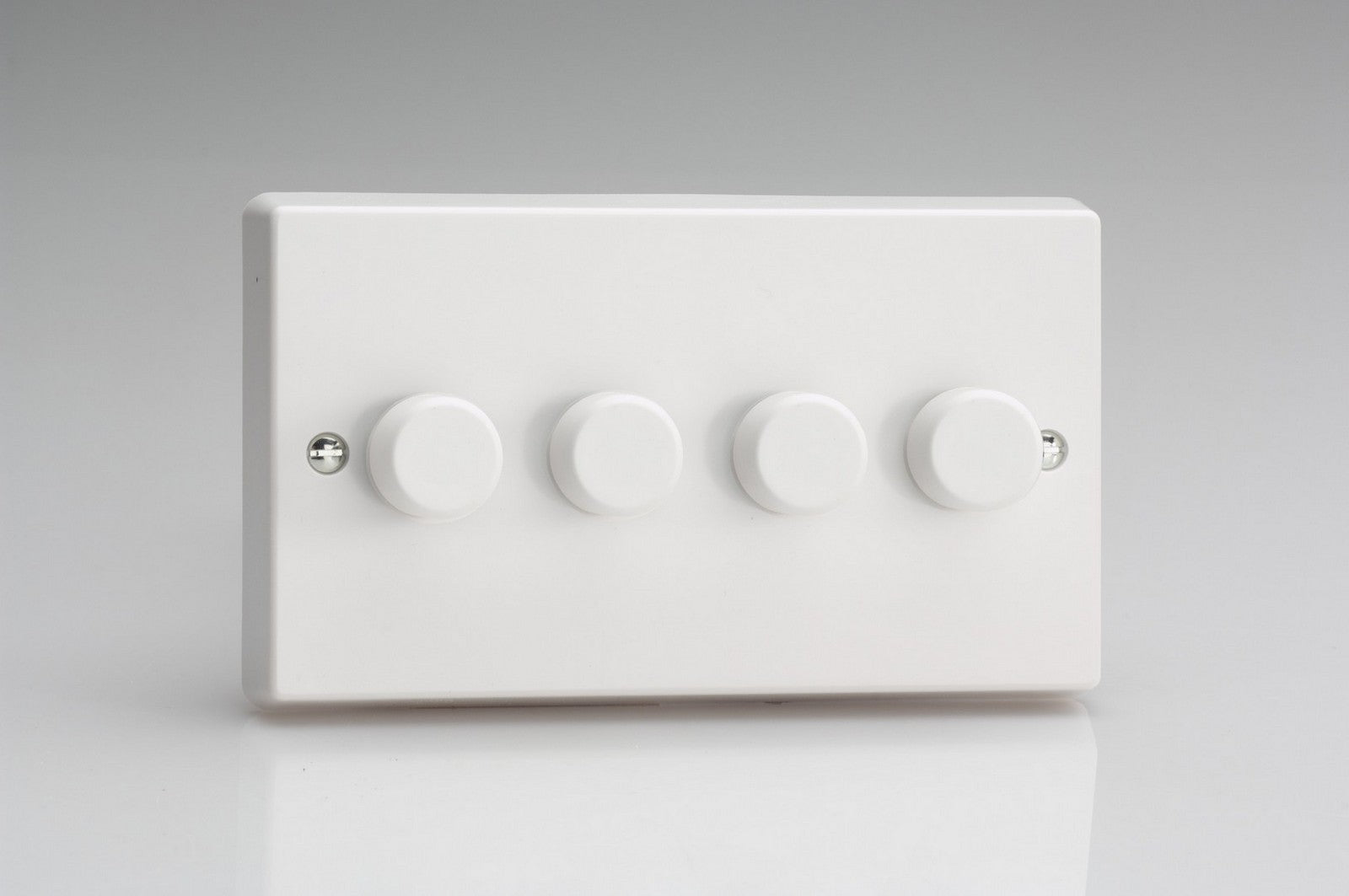 Varilight HQ44W White White Plastic 4-Gang 2-Way Push-On/Off Rotary Dimmer 4 x 40-250W (Twin Plate)