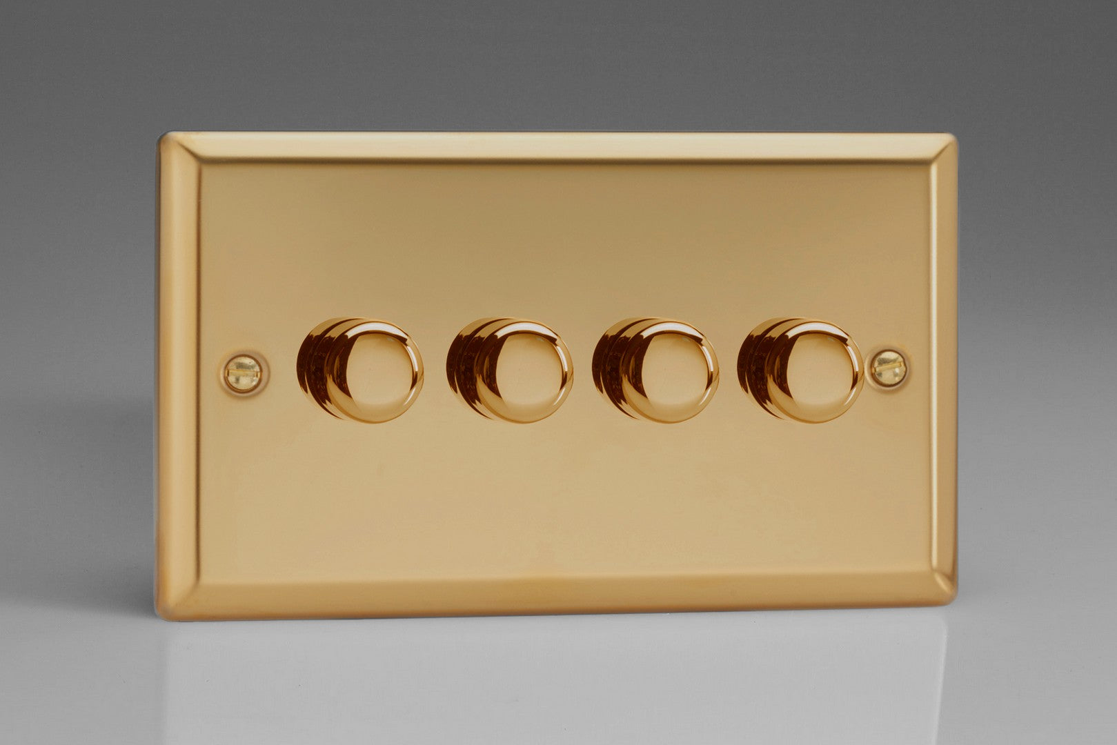 Varilight HV44 Classic Victorian Brass 4-Gang 2-Way Push-On/Off Rotary Dimmer 4 x 40-250W (Twin Plate)