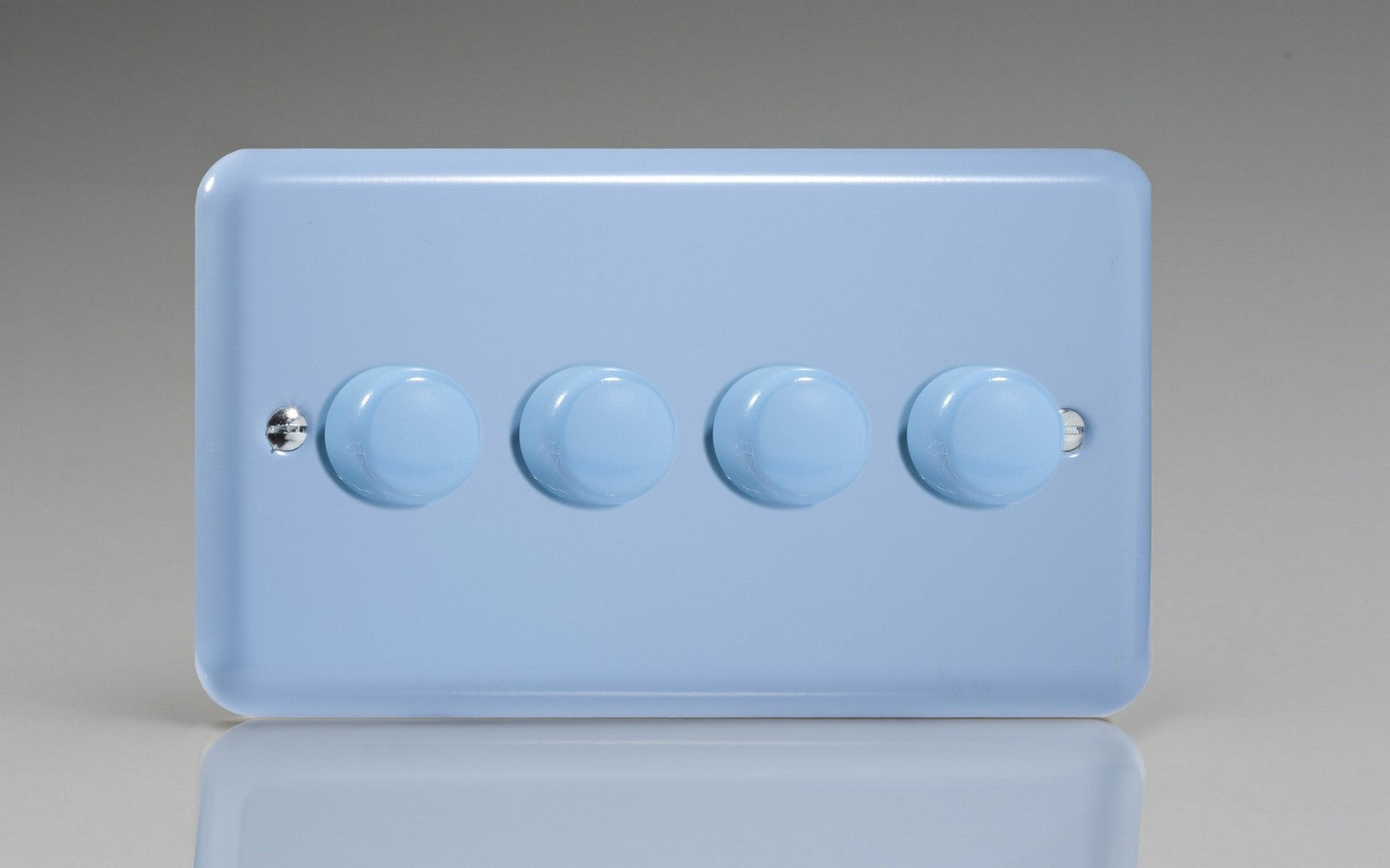 Varilight HY44.DB Lily Duck Egg Blue 4-Gang 2-Way Push-On/Off Rotary Dimmer 4 x 40-250W (Twin Plate)