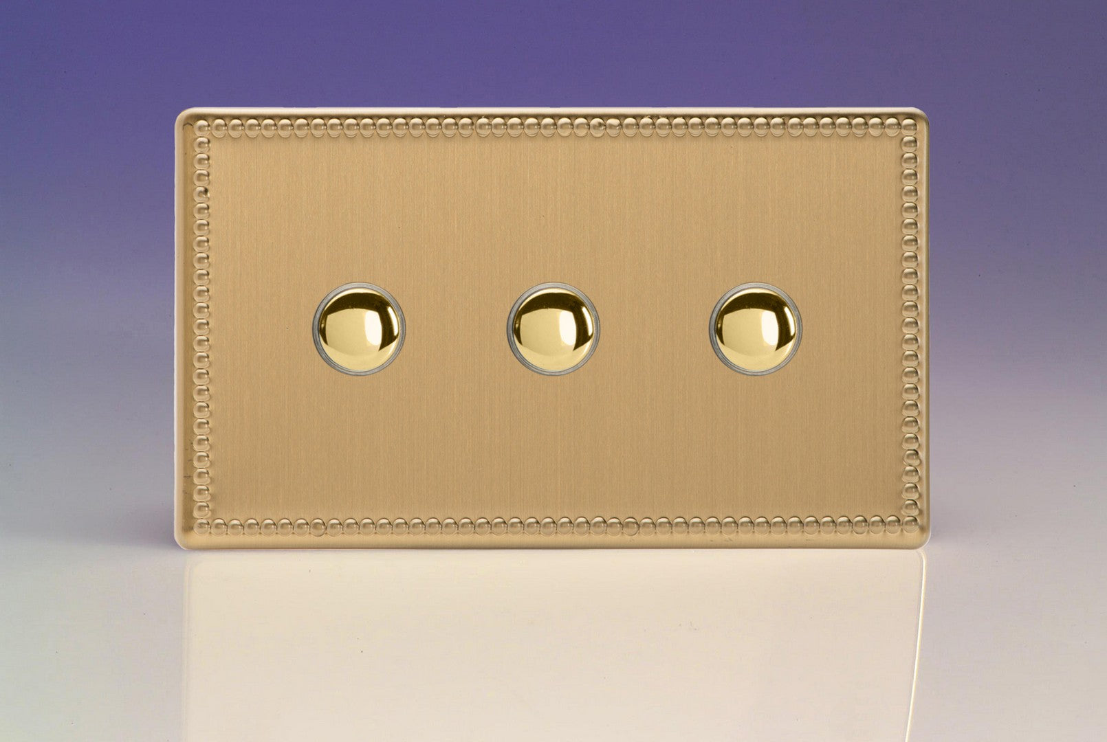 Varilight IJDYS003S.JB Jubilee Brushed Brass 3-Gang Tactile Touch Control Dimming Slave for use with Master on 2-Way Circuits (Twin Plate)