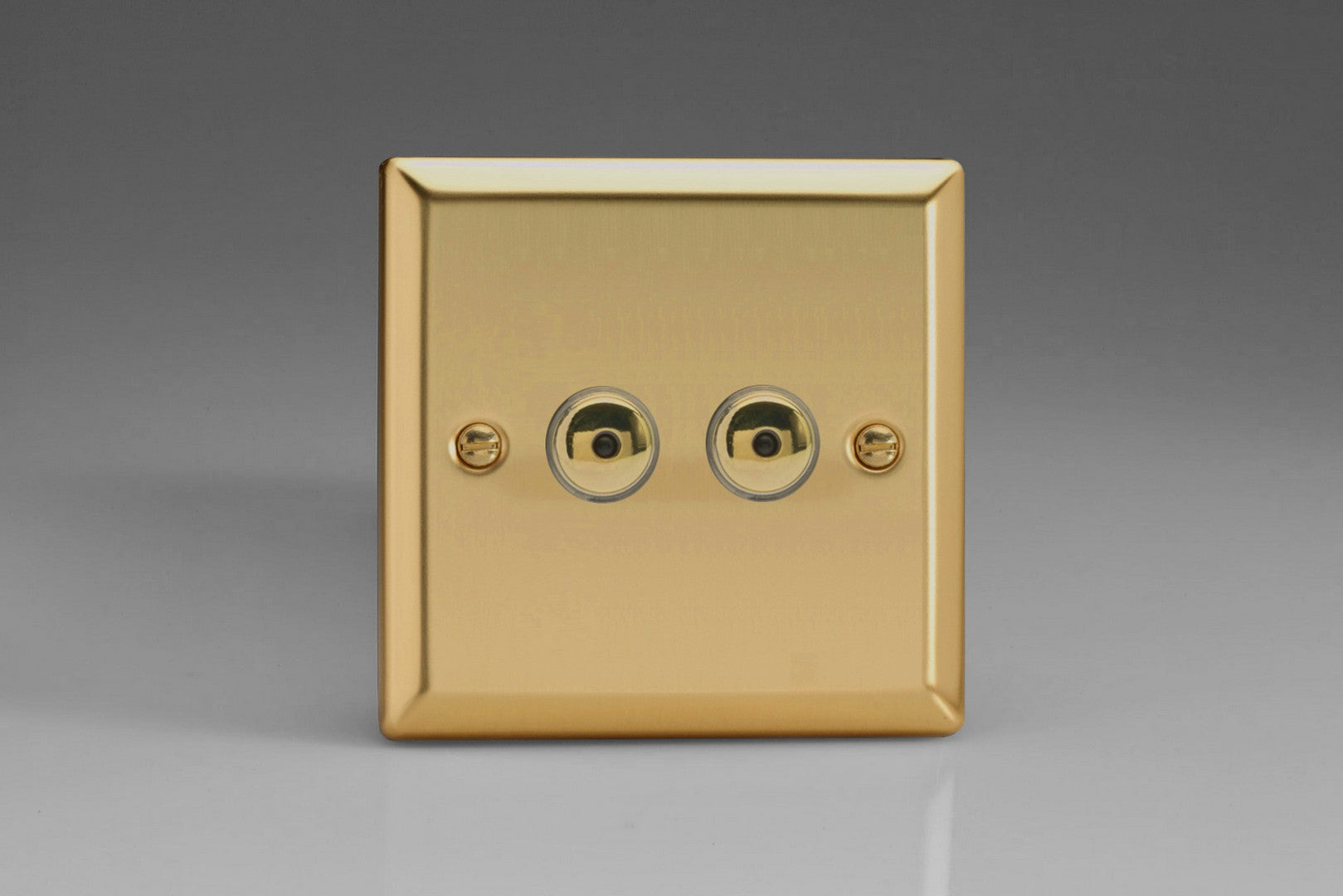 Varilight IJVI102 Classic Victorian Brass 2-Gang 1-Way Remote/Touch Control Master LED Dimmer 2 x 0-100W (1-10 LEDs)