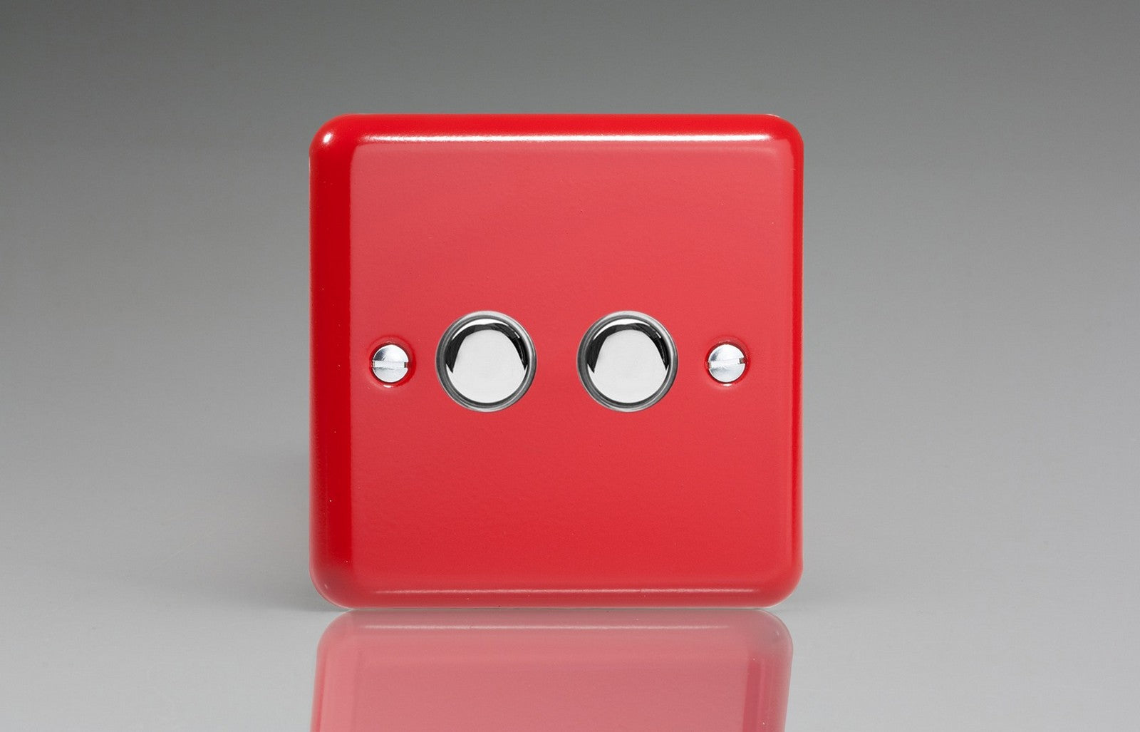Varilight IJYS002.PR Lily Pillar Box Red 2-Gang Tactile Touch Control Dimming Slave for use with Master on 2-Way Circuits
