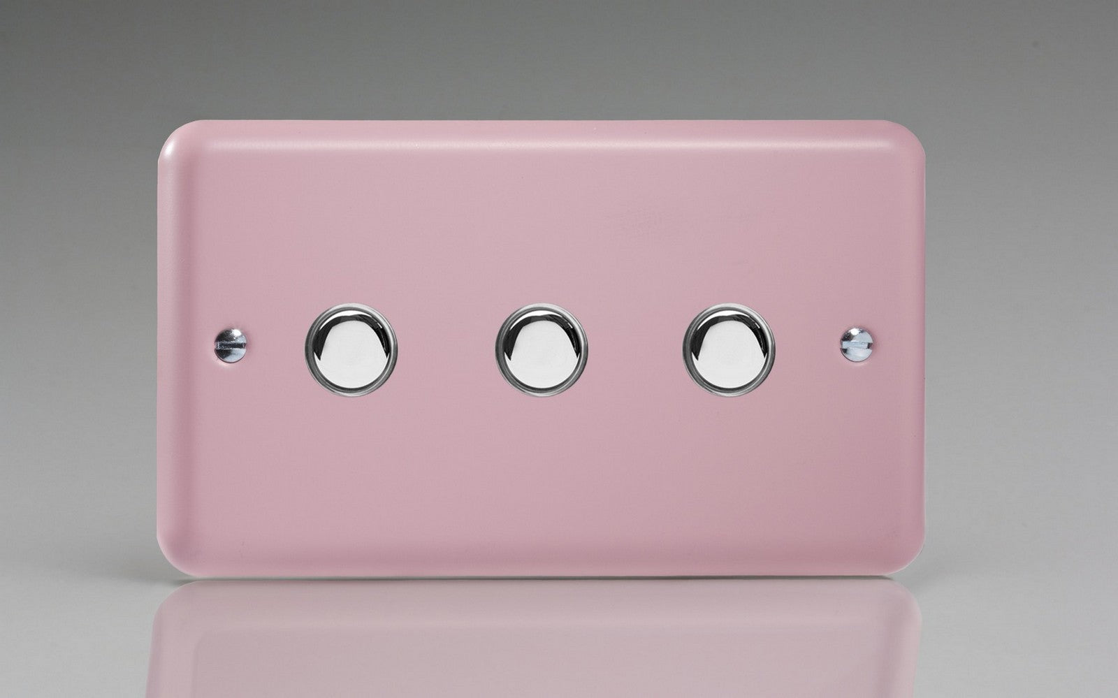 Varilight IJYS003.RP Lily Rose Pink 3-Gang Tactile Touch Control Dimming Slave for use with Master on 2-Way Circuits (Twin Plate)