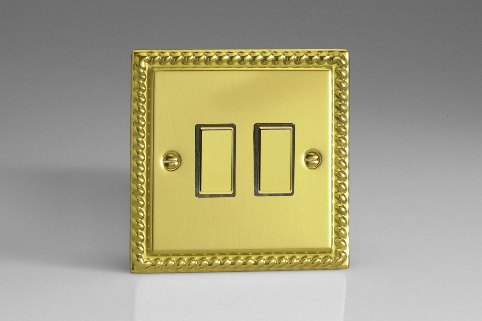 Varilight JGES002 Classic Georgian Brass 2-Gang Tactile Touch Control Dimming Slave for use with Multi-Point Touch or Remote Master on 2-Way Circuits