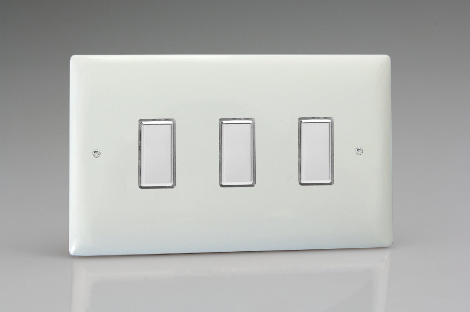 Varilight JOT103C White White Plastic 3-Gang Multi-Way Touch Master LED Dimmer 3 x 0-100W (1-10 LEDs) (Twin Plate)