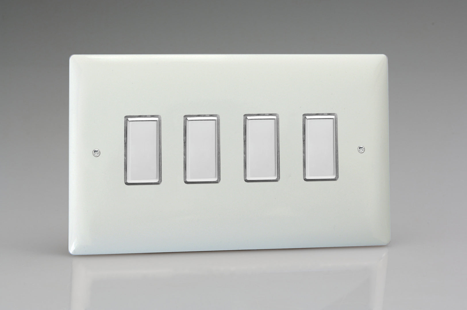 Varilight JOT104C White White Plastic 4-Gang Multi-Way Touch Master LED Dimmer 4 x 0-100W (1-10 LEDs) (Twin Plate)