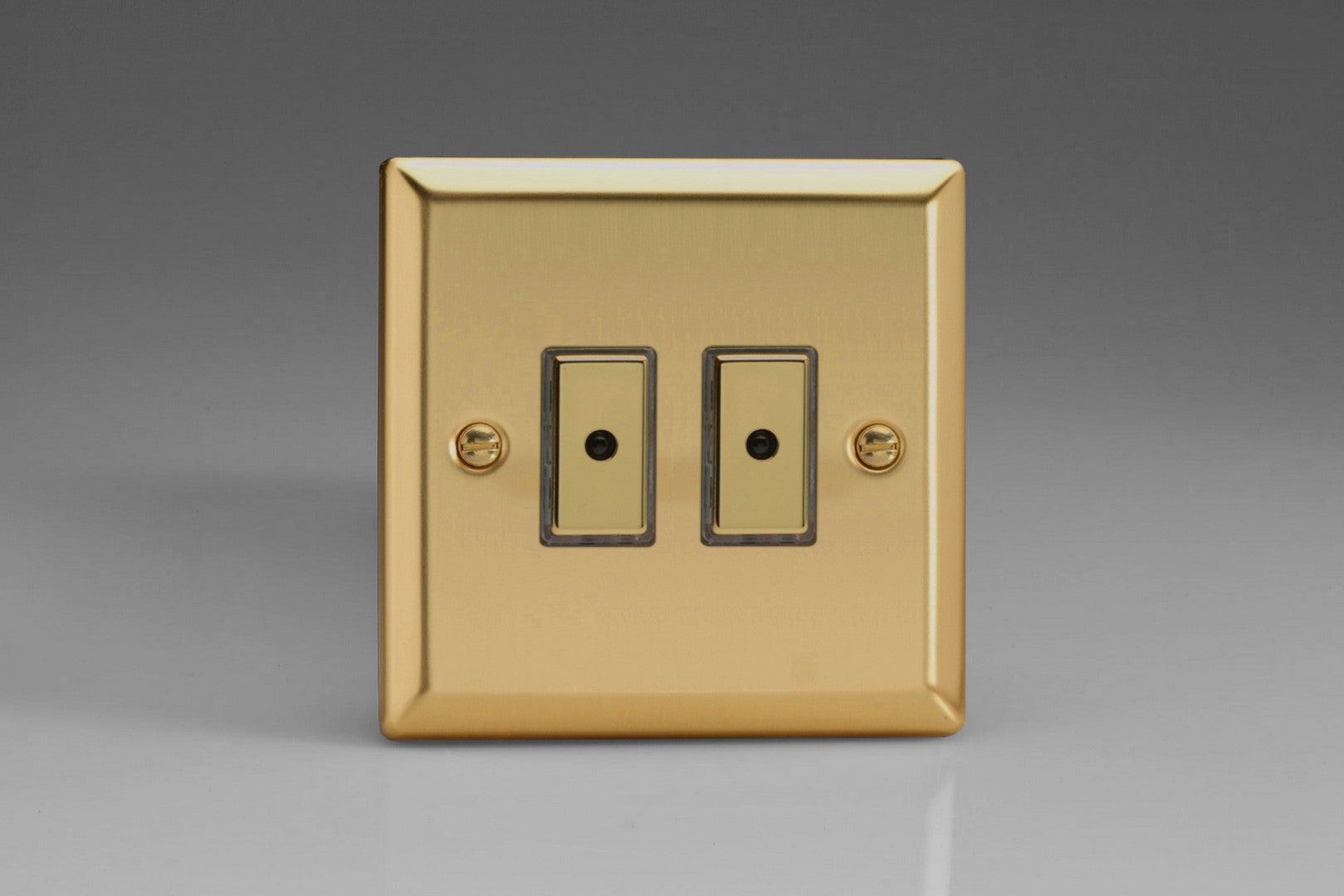 Varilight JVE102 Classic Victorian Brass 2-Gang Multi-Way Remote/Tactile Touch Control Master LED Dimmer 2 x 0-100W (1-10 LEDs)