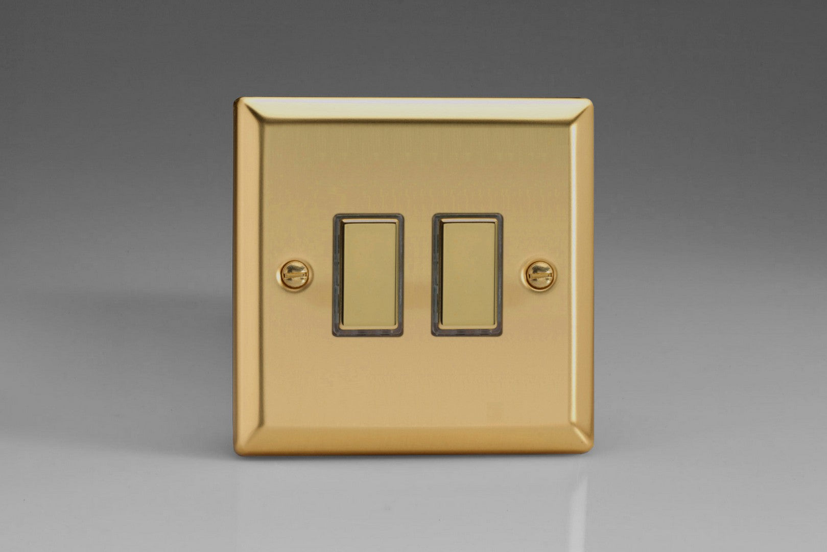 Varilight JVES002 Classic Victorian Brass 2-Gang Tactile Touch Control Dimming Slave for use with Multi-Point Touch or Remote Master on 2-Way Circuits