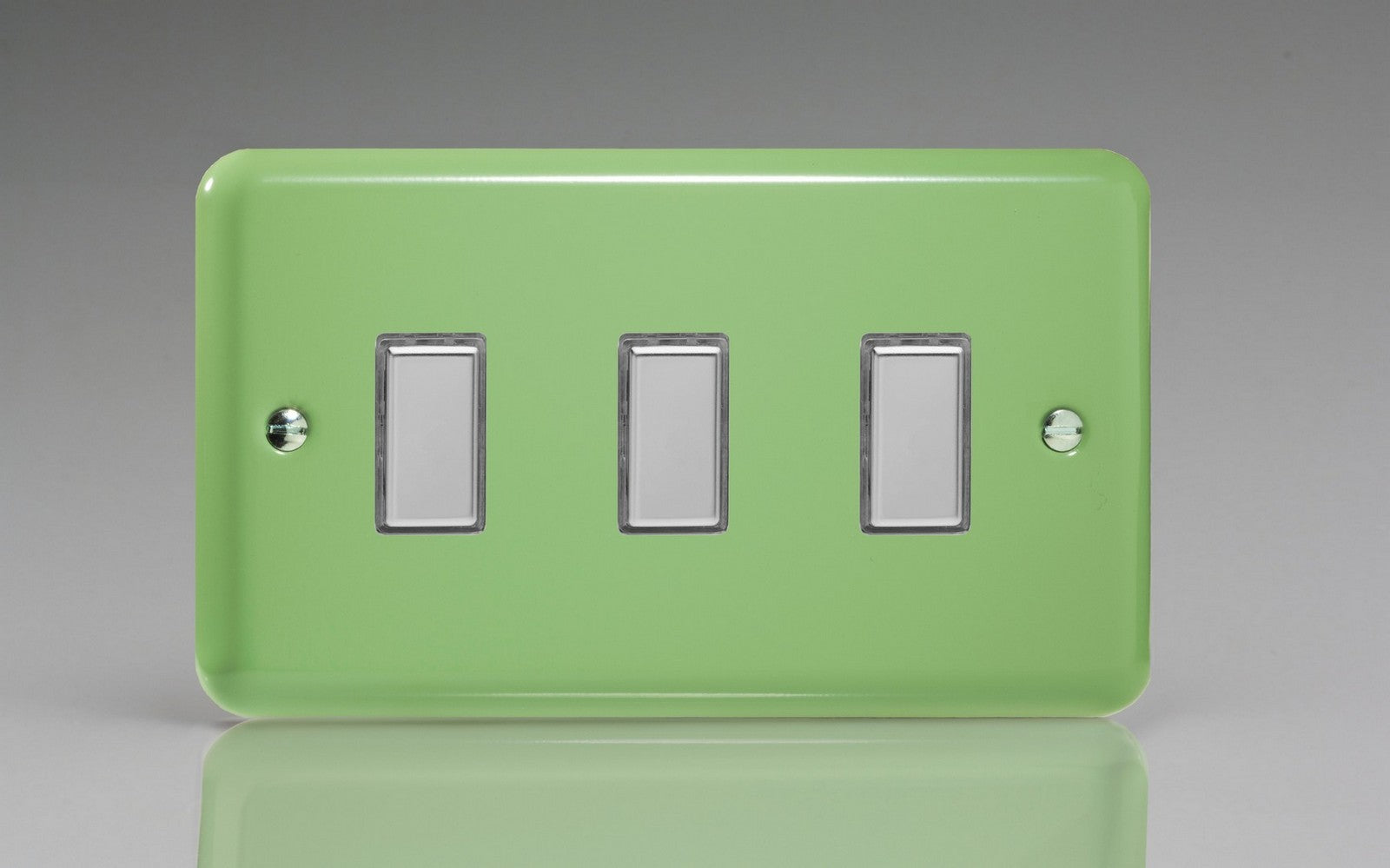 Varilight JYES003.BG Lily Beryl Green 3-Gang Tactile Touch Control Dimming Slave for use with Multi-Point Touch or Remote Master on 2-Way Circuits (Twin Plate)