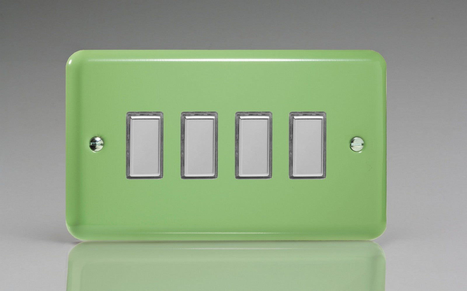 Varilight JYES004.BG Lily Beryl Green 4-Gang Tactile Touch Control Dimming Slave for use with Multi-Point Touch or Remote Master on 2-Way Circuits (Twin Plate)