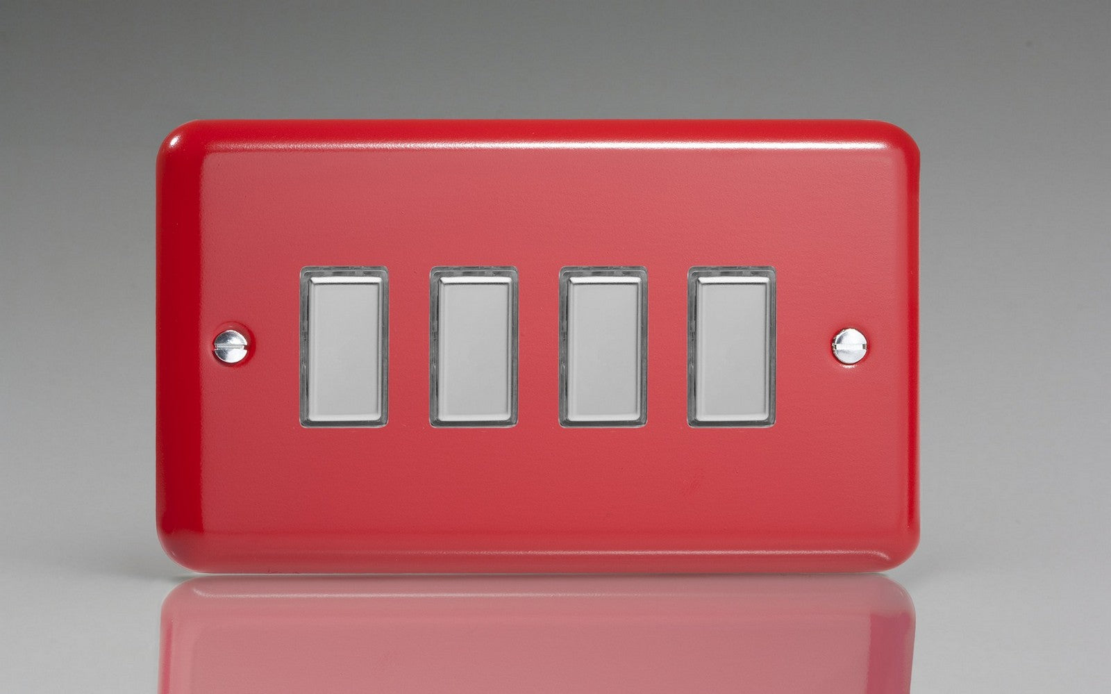 Varilight JYES004.PR Lily Pillar Box Red 4-Gang Tactile Touch Control Dimming Slave for use with Multi-Point Touch or Remote Master on 2-Way Circuits (Twin Plate)