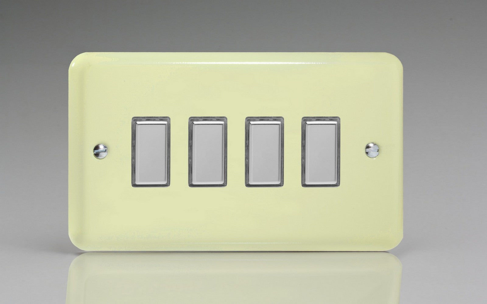 Varilight JYES004.WC Lily White Chocolate 4-Gang Tactile Touch Control Dimming Slave for use with Multi-Point Touch or Remote Master on 2-Way Circuits (Twin Plate)