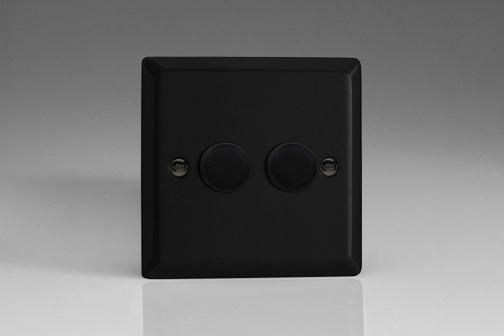 Varilight JYP252.MB Urban Matt Black 2-Gang 2-Way Push-On/Off Rotary LED Dimmer 2 x 0-100W (1-10 LEDs)