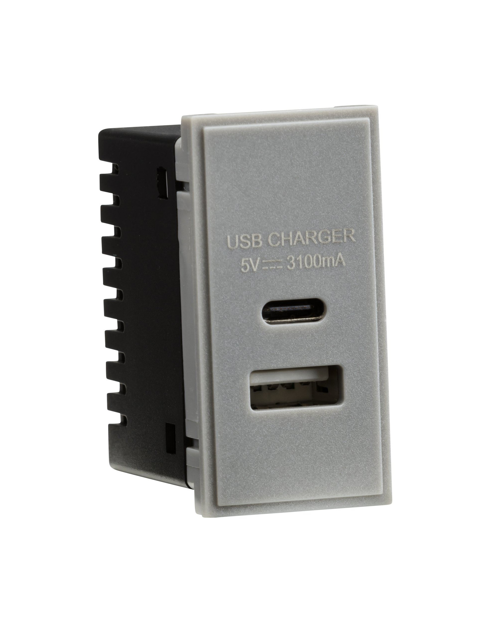 ML Accessories-NETUSBCGY Dual USB Charger (3.1A) Module 25 x 50mm - Grey