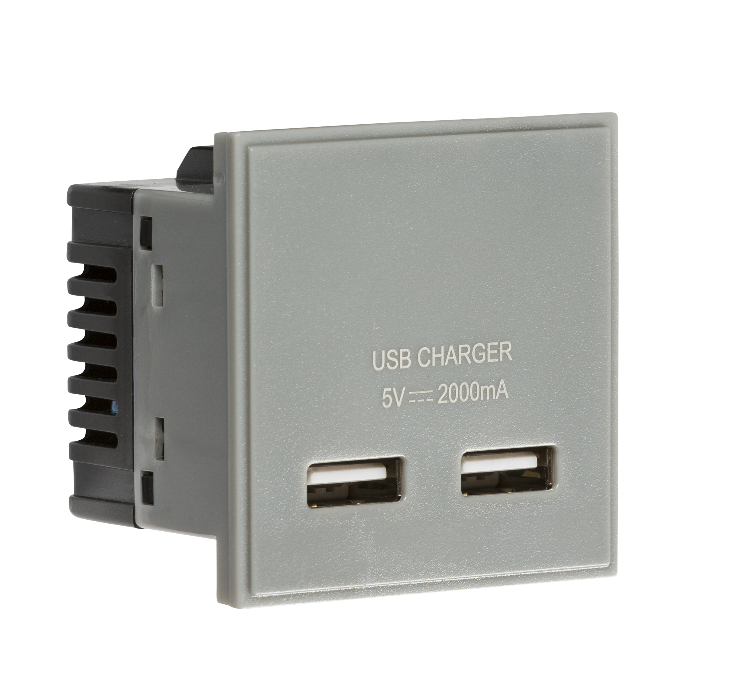 ML Accessories-NETUSBGY Dual USB charger (2A) Module 50 x 50mm - Grey