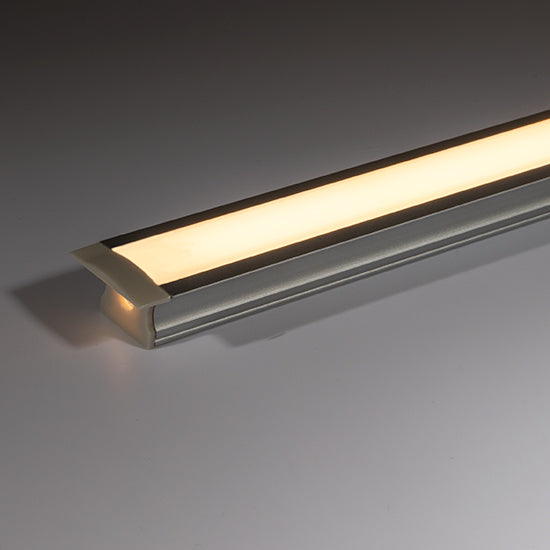 LED Profile 25x14 Deep Recessed Aluminium Opal 1 Metre