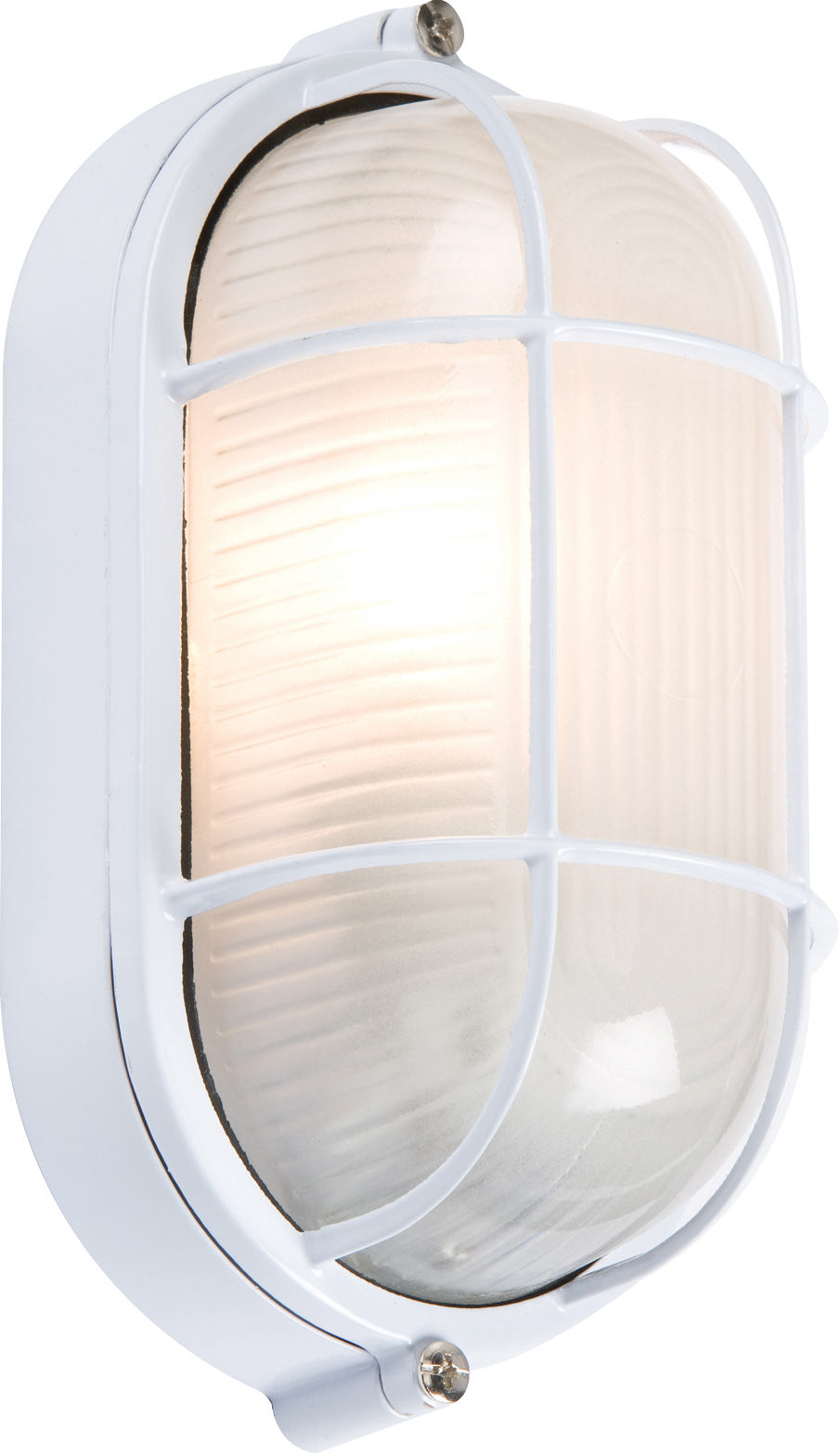 ML Accessories-TPOV60W 230V IP54 60W White Oval Bulkhead with Wire Guard and Glass Diffuser