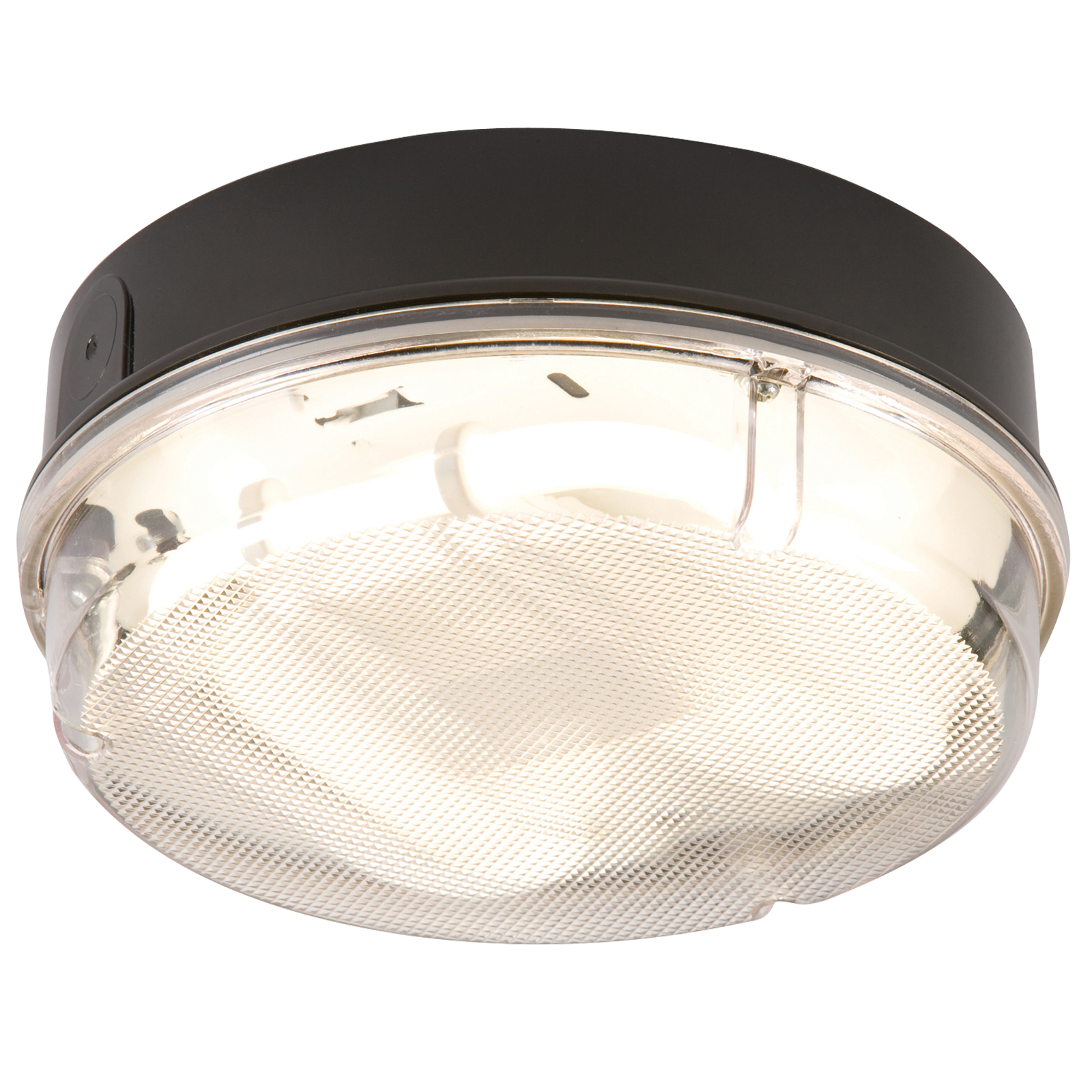ML Accessories-TPR16BPHF IP65 16W HF Round Bulkhead with Prismatic Diffuser and Black Base