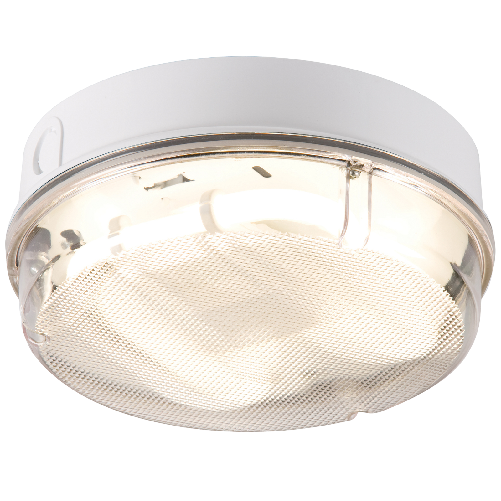 ML Accessories-TPR16WPHF IP65 16W HF Round Bulkhead with Prismatic Diffuser and White Base