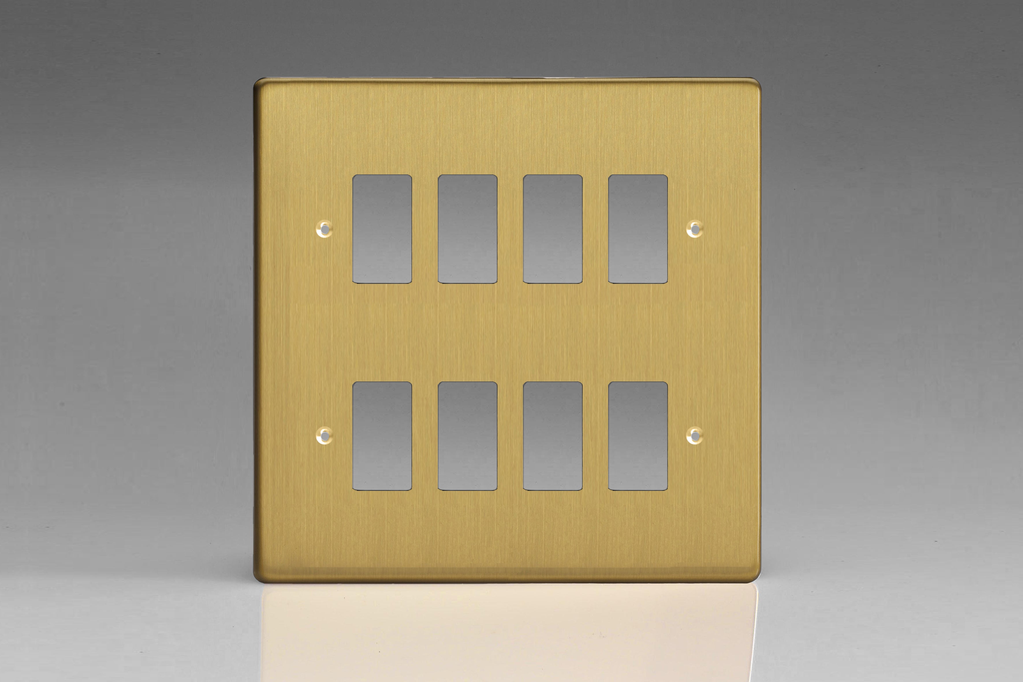 Varilight XDBPG8 PowerGrid Brushed Brass 8-Gang Grid Plate (Double Twin Plate)