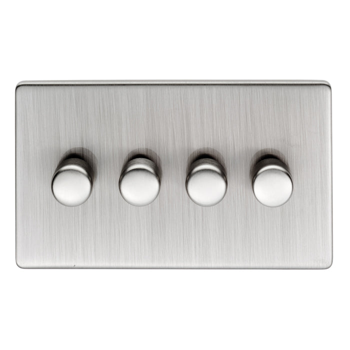 4 Gang Dimmer in Satin Nickel With Black Trim