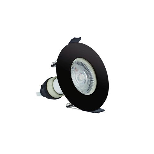 Matte Black Fire Rated Downlight 70mm Cutout IP65 White Round with GU10 Holder