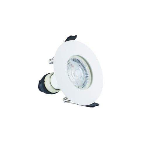 Matte White Fire Rated Downlight 70mm Cutout IP65 White Round with GU10 Holder